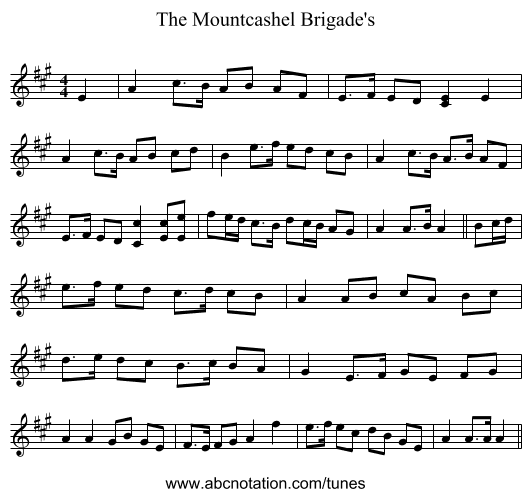 The Mountcashel Brigade's - staff notation