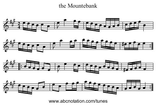 the Mountebank - staff notation