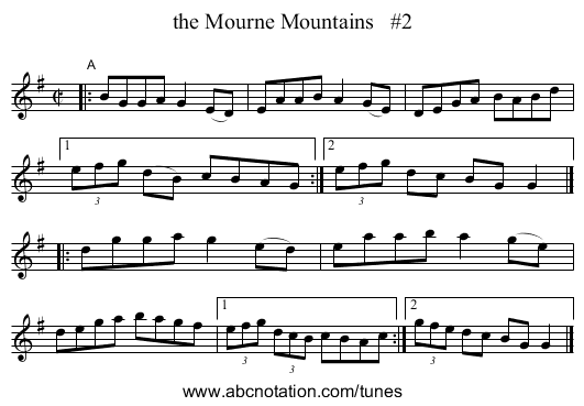 the Mourne Mountains #2 - staff notation