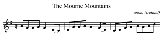 The Mourne Mountains - staff notation