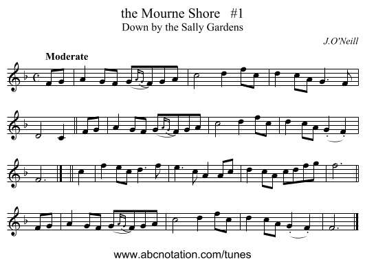 the Mourne Shore   #1 - staff notation