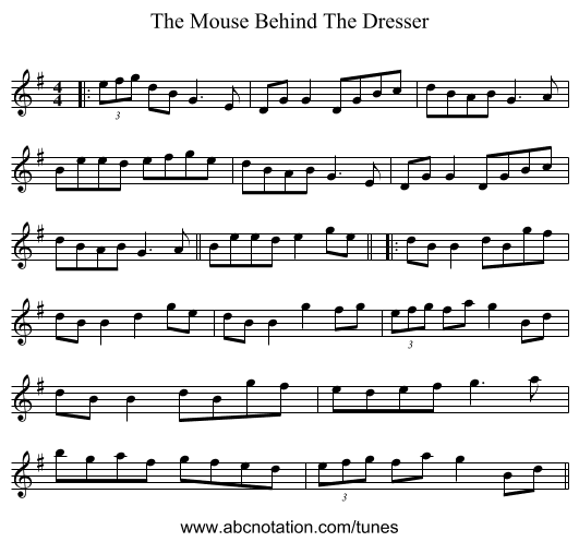 The Mouse Behind The Dresser - staff notation