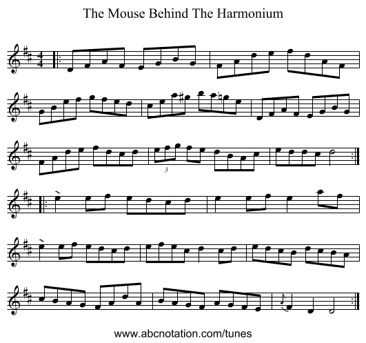 The Mouse Behind The Harmonium - staff notation