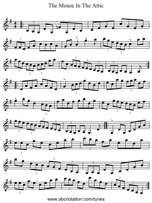 The Mouse In The Attic - staff notation