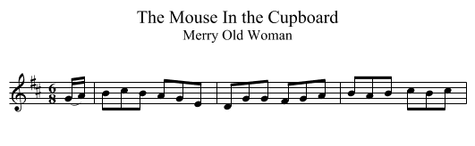 The Mouse In the Cupboard - staff notation