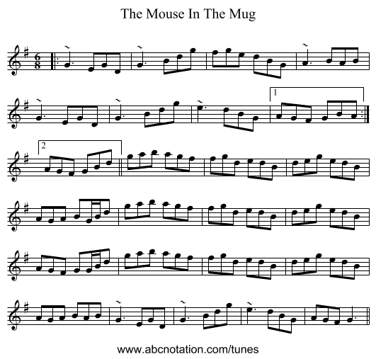 The Mouse In The Mug - staff notation