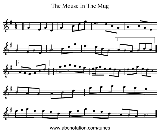 The Mouse In The Mug - staff notation