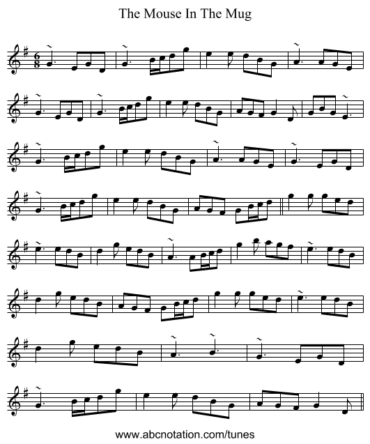 The Mouse In The Mug - staff notation