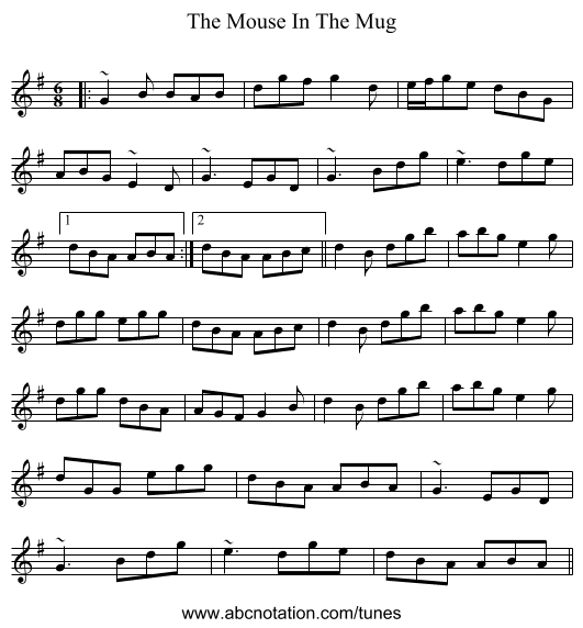 The Mouse In The Mug - staff notation