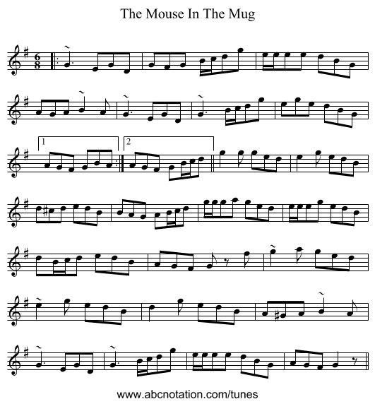 The Mouse In The Mug - staff notation