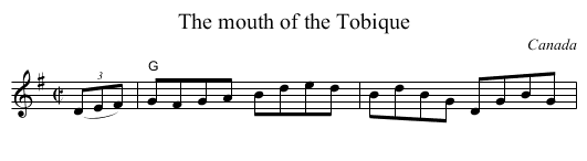 The mouth of the Tobique - staff notation