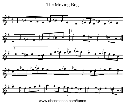 The Moving Bog - staff notation