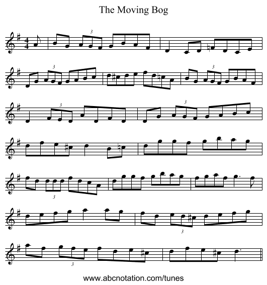 The Moving Bog - staff notation