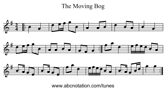 The Moving Bog - staff notation