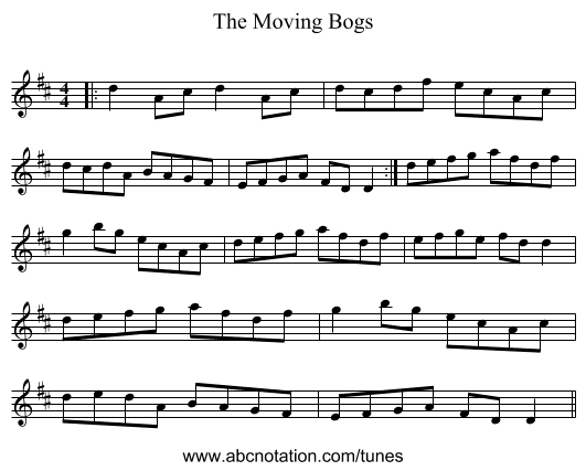 The Moving Bogs - staff notation