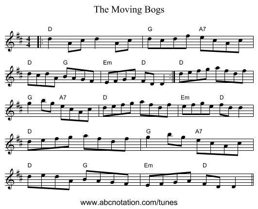 The Moving Bogs - staff notation