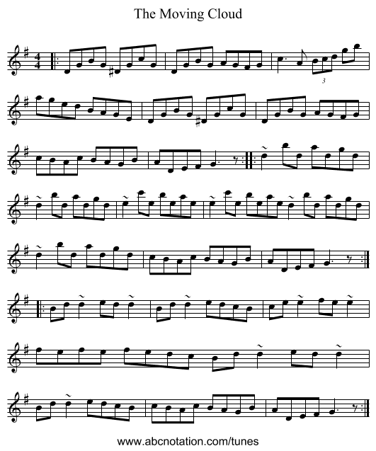 The Moving Cloud - staff notation