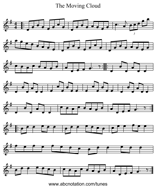 The Moving Cloud - staff notation