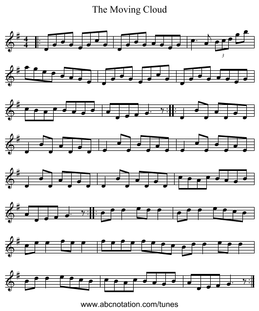 The Moving Cloud - staff notation