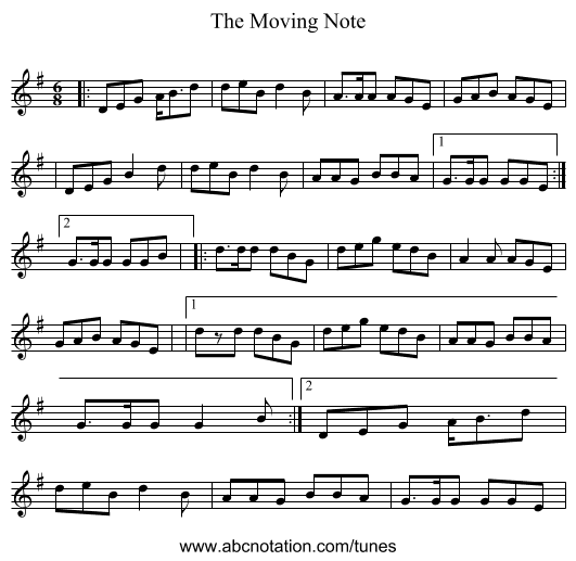 The Moving Note - staff notation