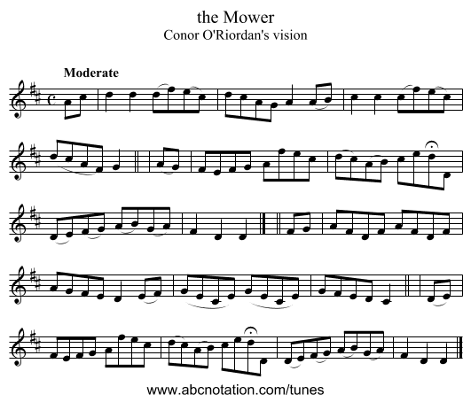 the Mower - staff notation