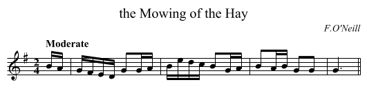 the Mowing of the Hay - staff notation