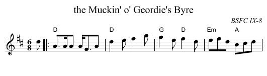 the Muckin' o' Geordie's Byre - staff notation