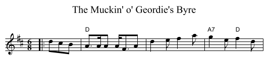 The Muckin' o' Geordie's Byre - staff notation