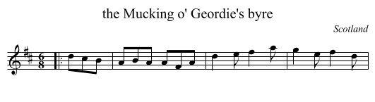 the Mucking o' Geordie's byre - staff notation