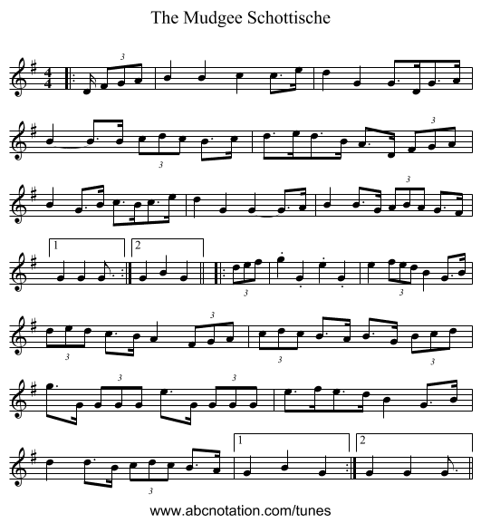 The Mudgee Schottische - staff notation