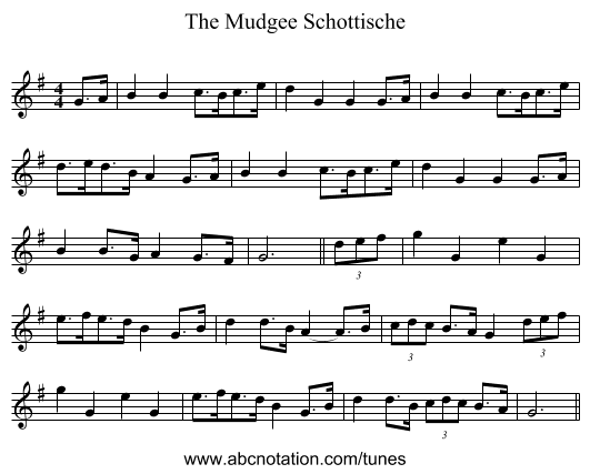 The Mudgee Schottische - staff notation