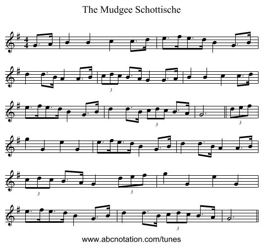 The Mudgee Schottische - staff notation