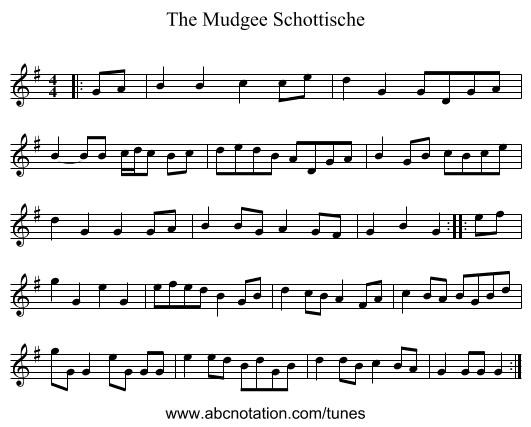 The Mudgee Schottische - staff notation