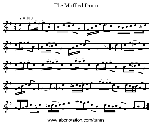 The Muffled Drum - staff notation