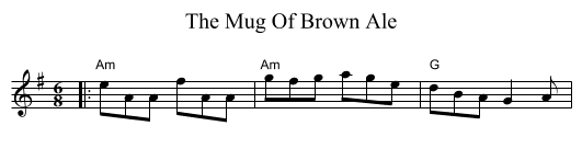 The Mug Of Brown Ale - staff notation
