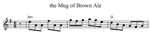 the Mug of Brown Ale - staff notation