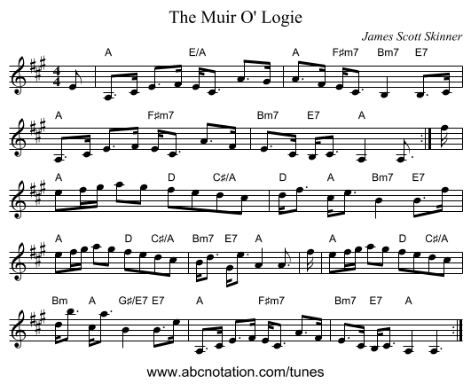 The Muir O' Logie - staff notation