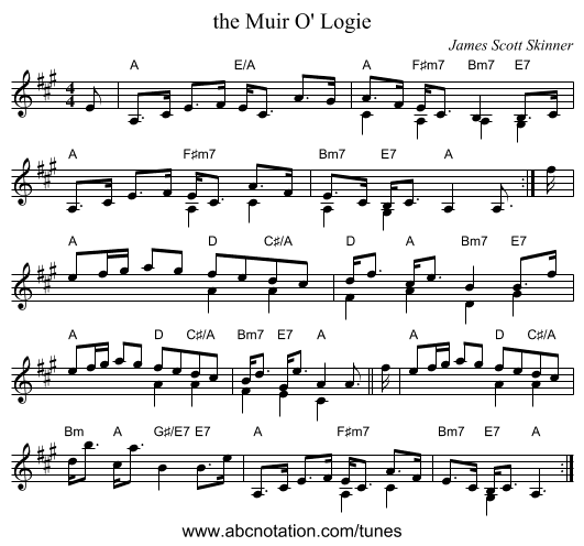 the Muir O' Logie - staff notation