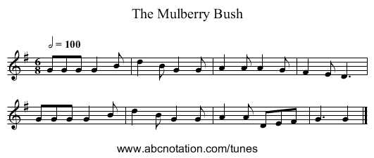 The Mulberry Bush - staff notation