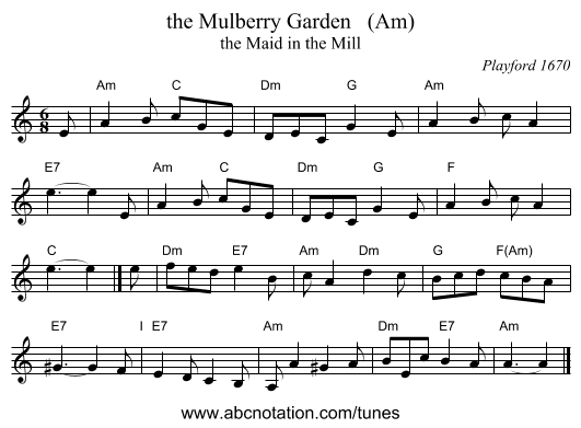 the Mulberry Garden   (Am) - staff notation