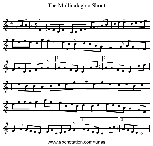 The Mullinalaghta Shout - staff notation