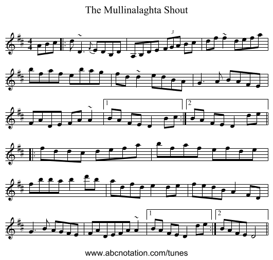 The Mullinalaghta Shout - staff notation