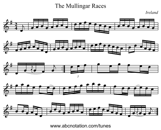 The Mullingar Races - staff notation