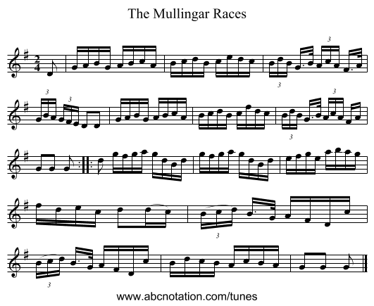 The Mullingar Races - staff notation