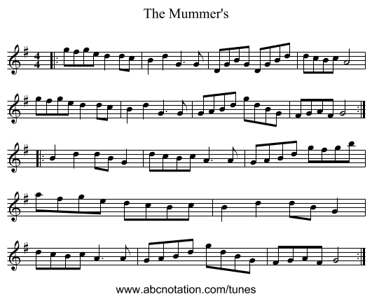 The Mummer's - staff notation