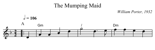 The Mumping Maid - staff notation