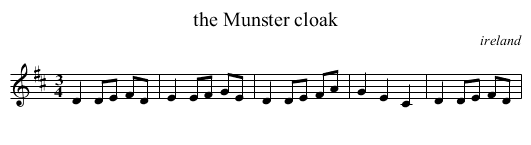 the Munster cloak - staff notation