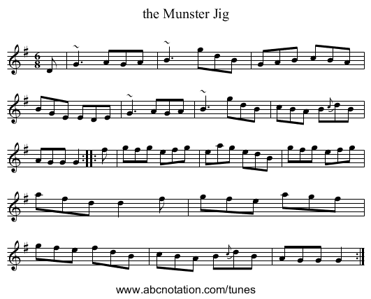 the Munster Jig - staff notation