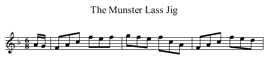 The Munster Lass Jig - staff notation