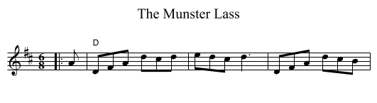 The Munster Lass - staff notation